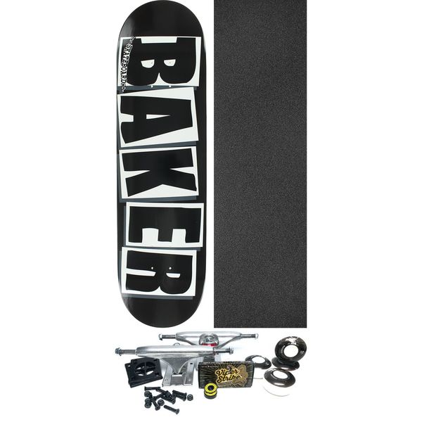 Baker Skateboards Brand Logo Black / White Skateboard Deck - 8.47" x 32" - Complete Skateboard Bundle